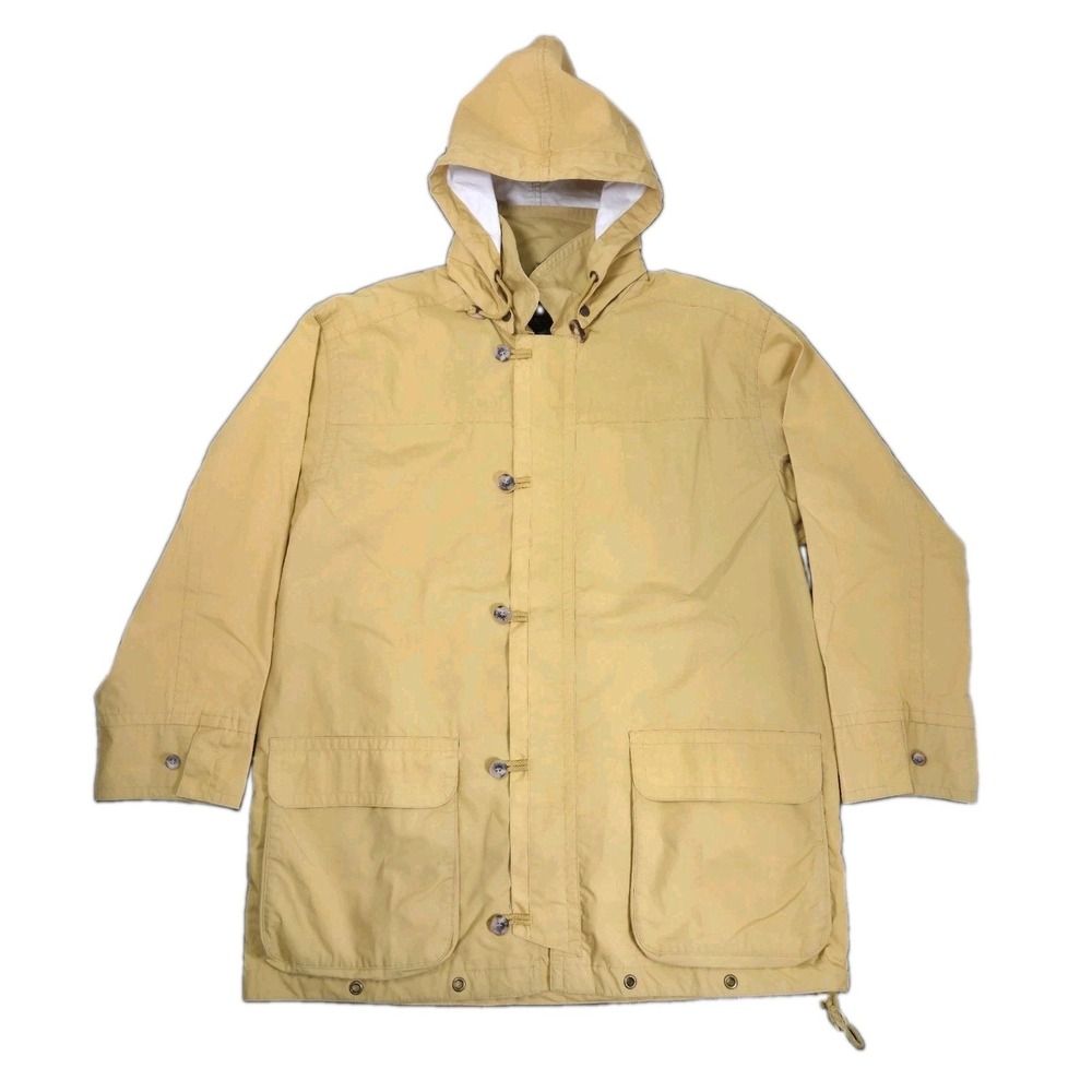 VTG 90s Eddie Bauer Mountain Parka Rain Jacket Large Yellow Black Tag Gorpcore